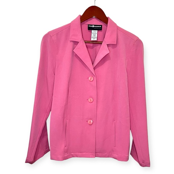 Vintage Jackets & Blazers - Vintage Sag Harbor Blazer Jacket NWT Pink Size 10 Petite